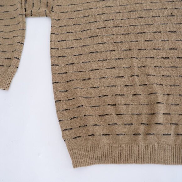Vintage Pierre Cardin Taupe Tan Fine Knit 3D Eclectic Grandpa Crew Neck Sweater - Picture 6 of 8